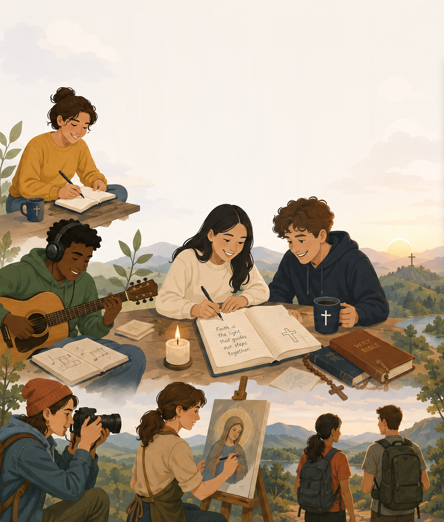 People sharing meals, music and trails together